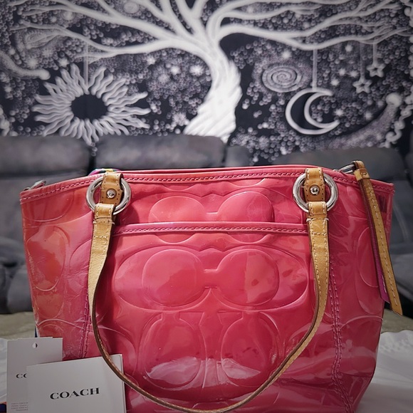 Coach Pink soho Shoulder Bag with Multicolor Scarf - Picture 14 of 17